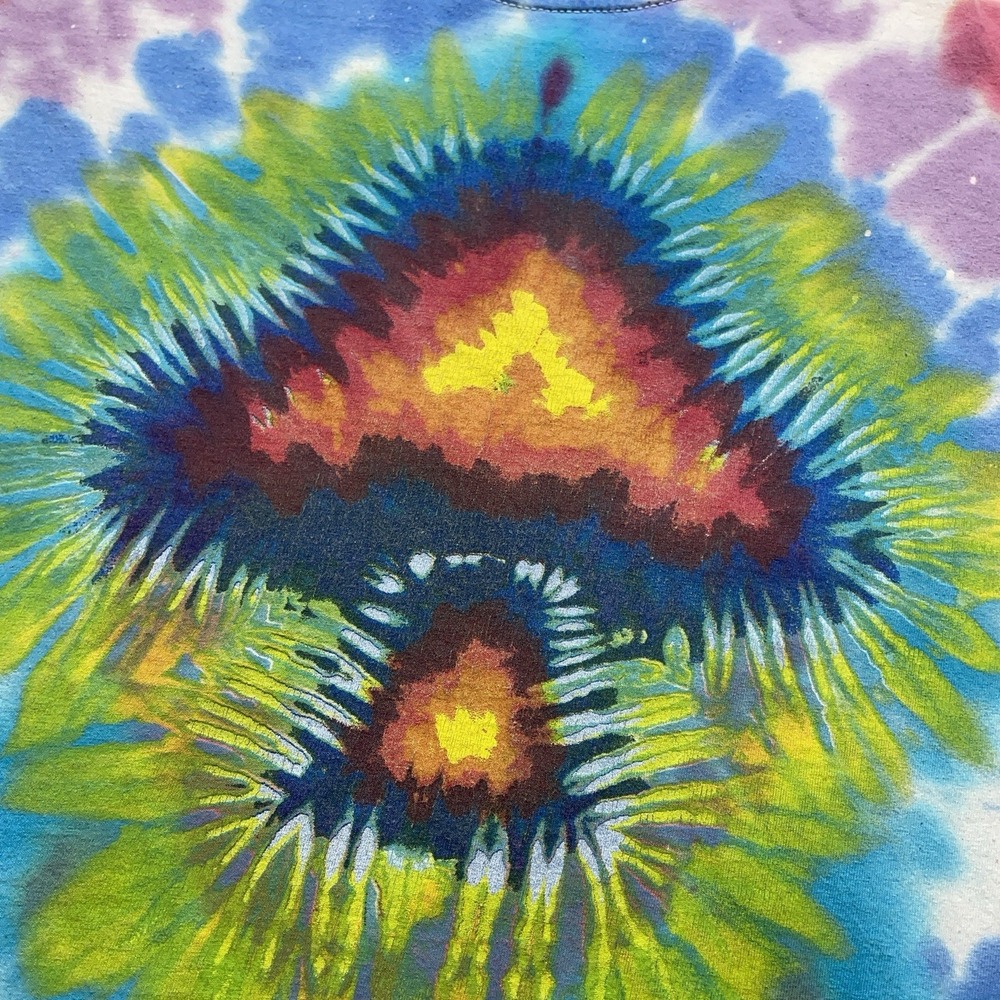 DOM Psychedelic Tie Dye T-Shirt L Mushroom Graphic Trippy Rave Streetwear Grunge - Picture 2 of 12